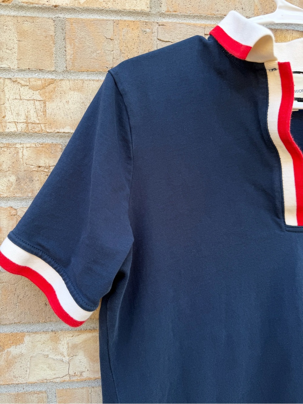 Tuckernuck Hutton Polo Mini Dress Size M Short Sleeve Navy Red & White Trim EUC - Picture 2 of 13